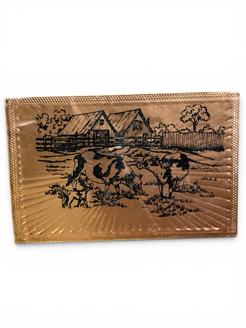 Vintage Copper Keepsake Postcard Lemmon South Dakota Farm Cows Ranch Scene